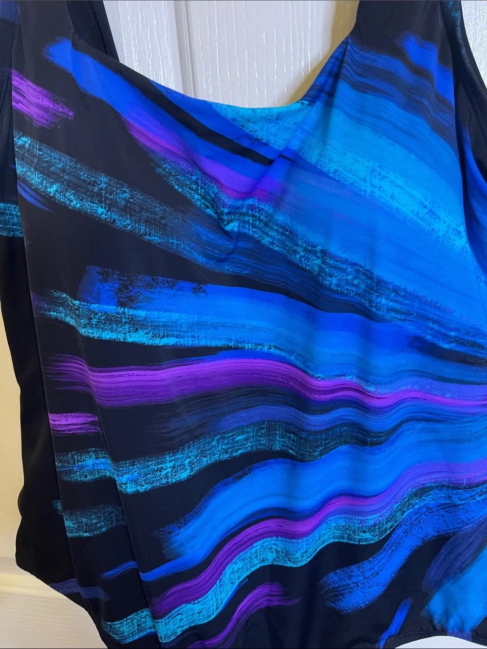 SWIMSUITS FOR ALL            Black One-Piece suit with Bold Brushstroke Print